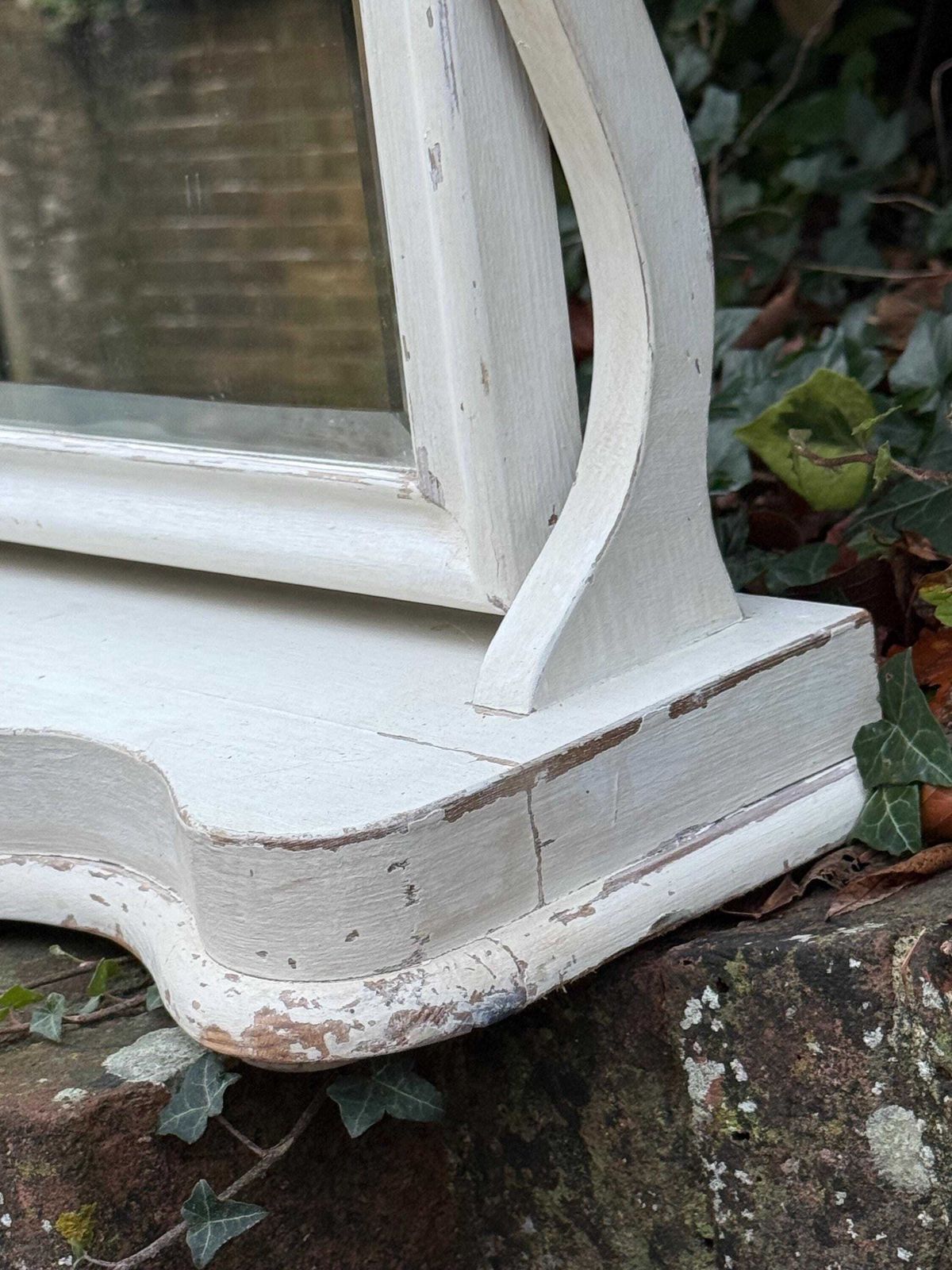 photo for sale Antique Shabby Chic Painted Swing Mirror Early 20th Century Wooden Vanity Mirror