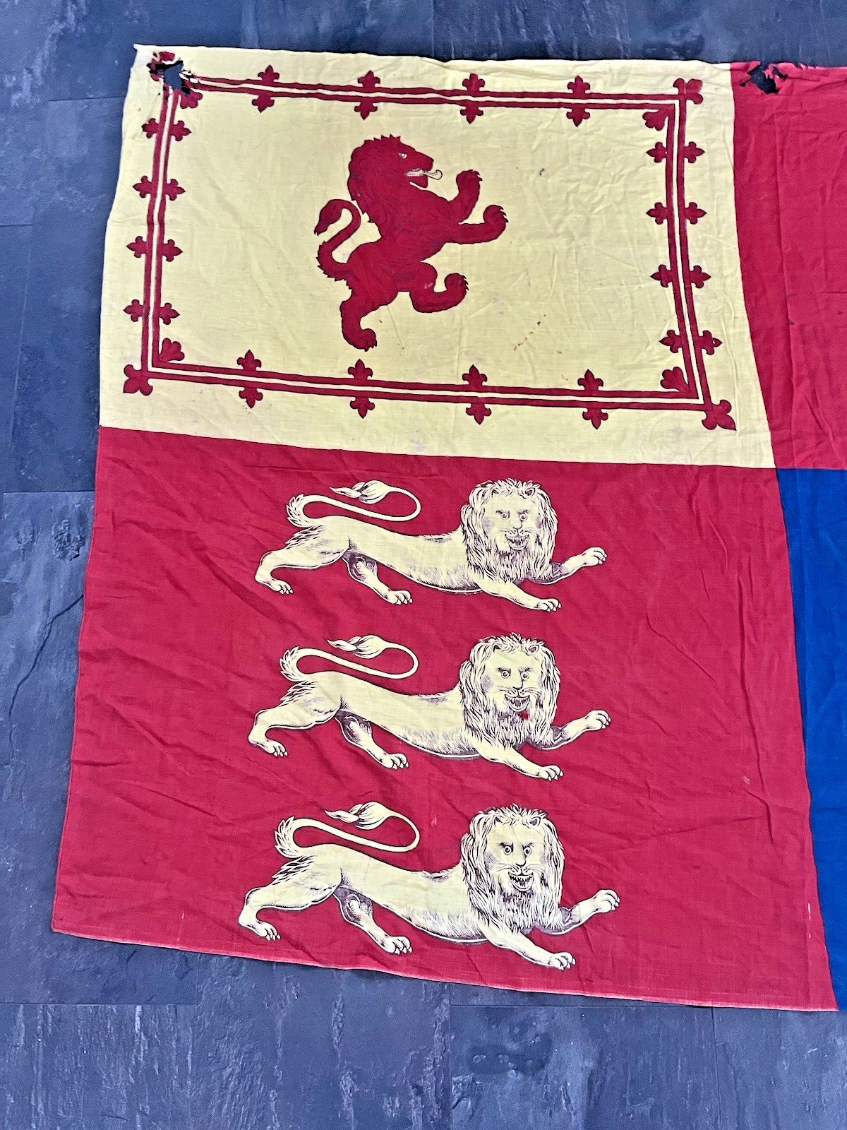Art Antique Single Stitch Royal Standard United Kingdom Uk Flag Vintage Wall Hanging photo