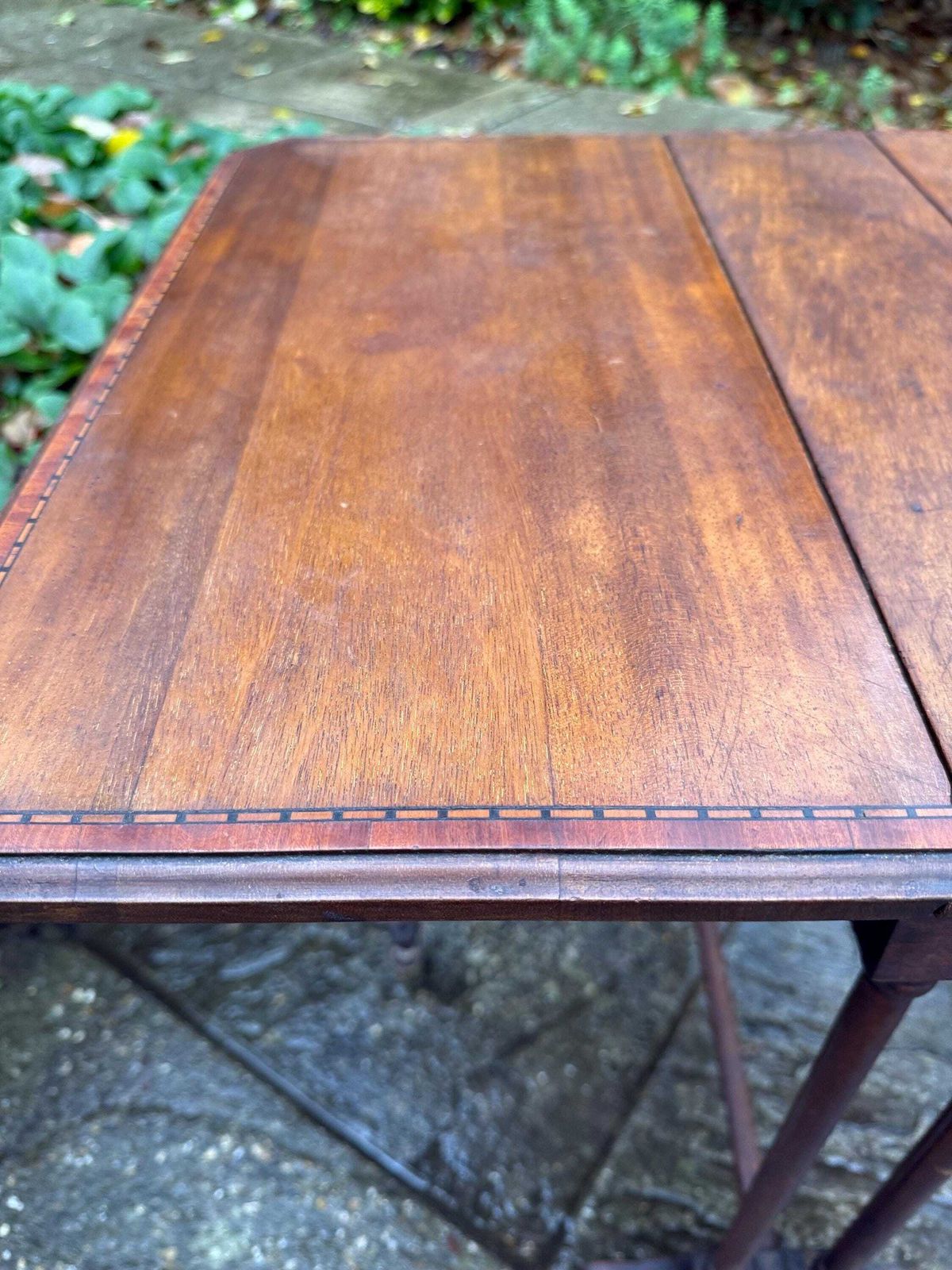 195.0 Edwardian Drop Leaf Table, Small Antique Mahogany Gateleg Side Table With Turned Legs, Early 1900s photo