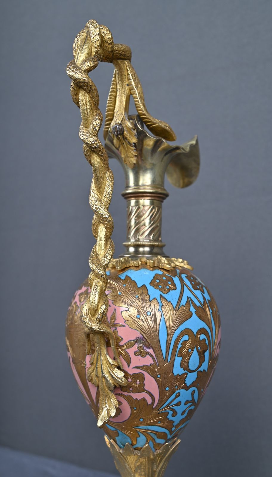 photo for sale Pair Of Bronze & Cloisonné Enamel Ewers, Napoleon III Period – Mid 19th Century