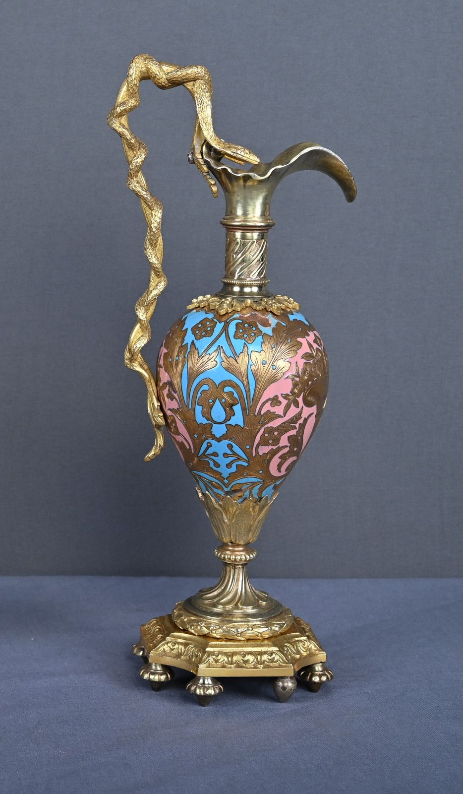 Home Decor Pair Of Bronze & Cloisonné Enamel Ewers, Napoleon III Period – Mid 19th Century photo