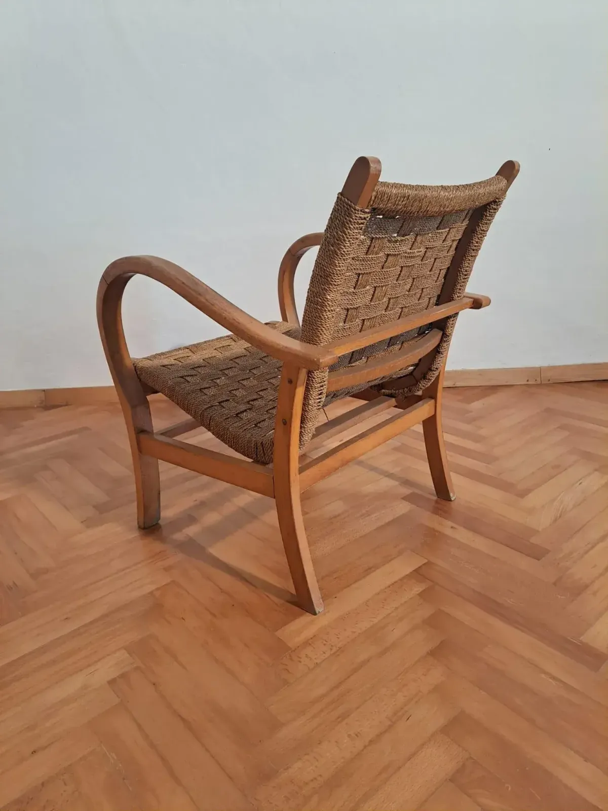 German Bauhaus Beech And Paper Cord Chair By Erich Dieckmann, 1925 photo Furniture