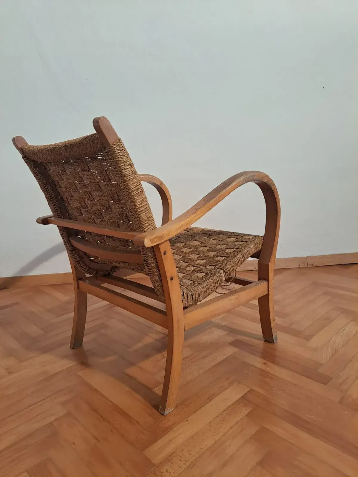 German Bauhaus Beech And Paper Cord Chair By Erich Dieckmann, 1925 photo 801.55