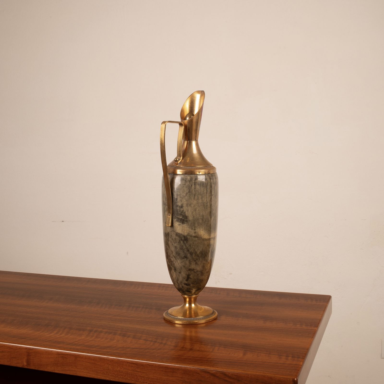 Thermos In Gray Parchment And Brass By Aldo Tura 1960 photo for sale