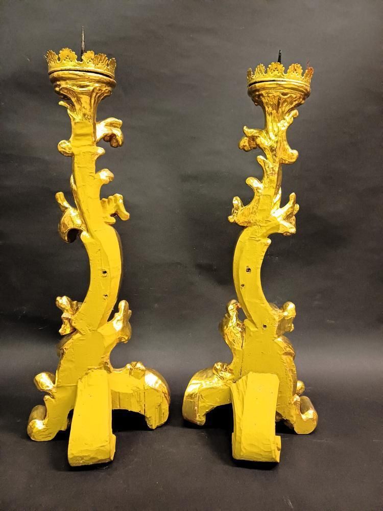 photo furniture Large Baroque Giltwood Candleholders, 1700s, Set Of 2