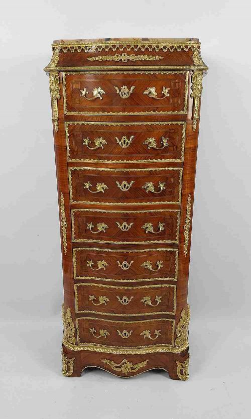 French Antique Marble Top Chest Of Drawers With Gilt Bronze Mounts Louis Xv1 Style photo Furniture
