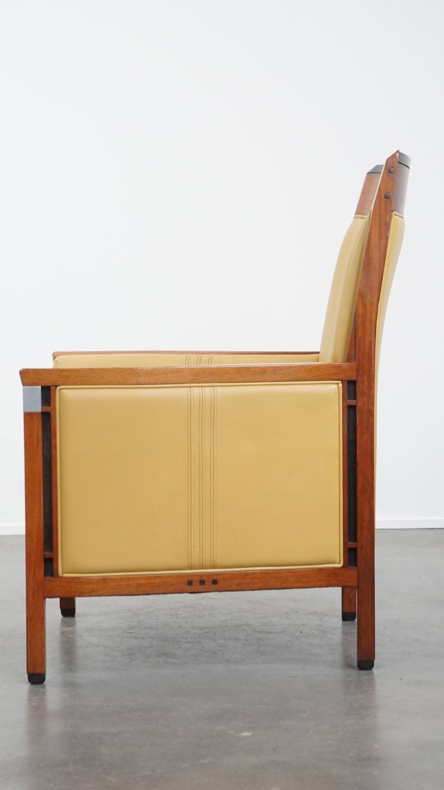 Beautiful Art Deco Design Armchair In Yellow Leather With A High Back photo 1663.0