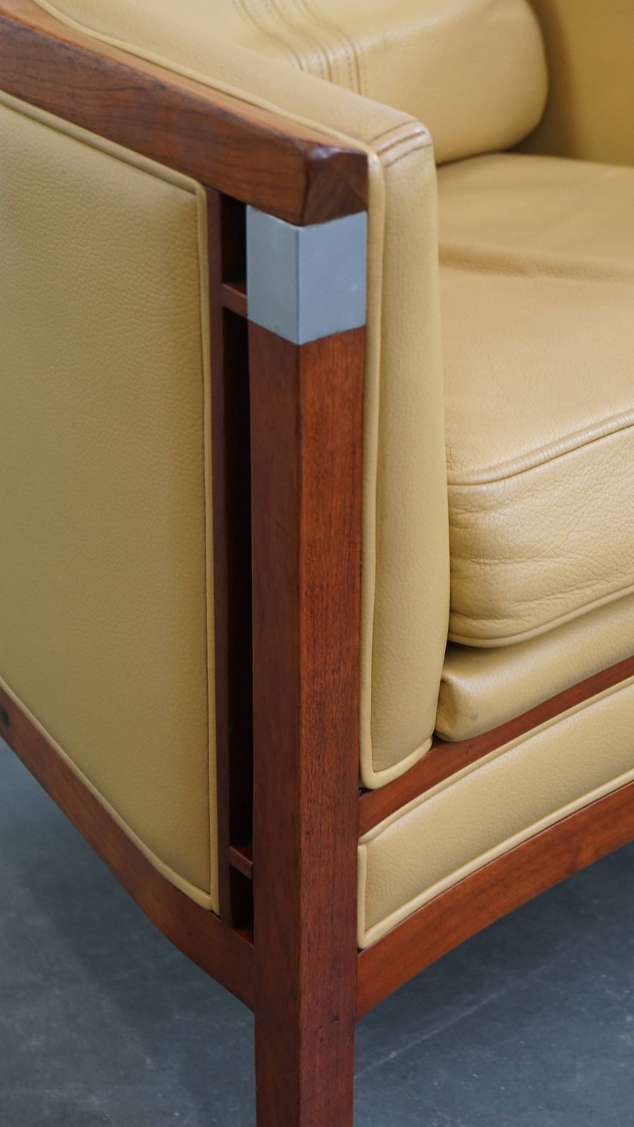 Furniture Beautiful Art Deco Design Armchair In Yellow Leather With A High Back photo