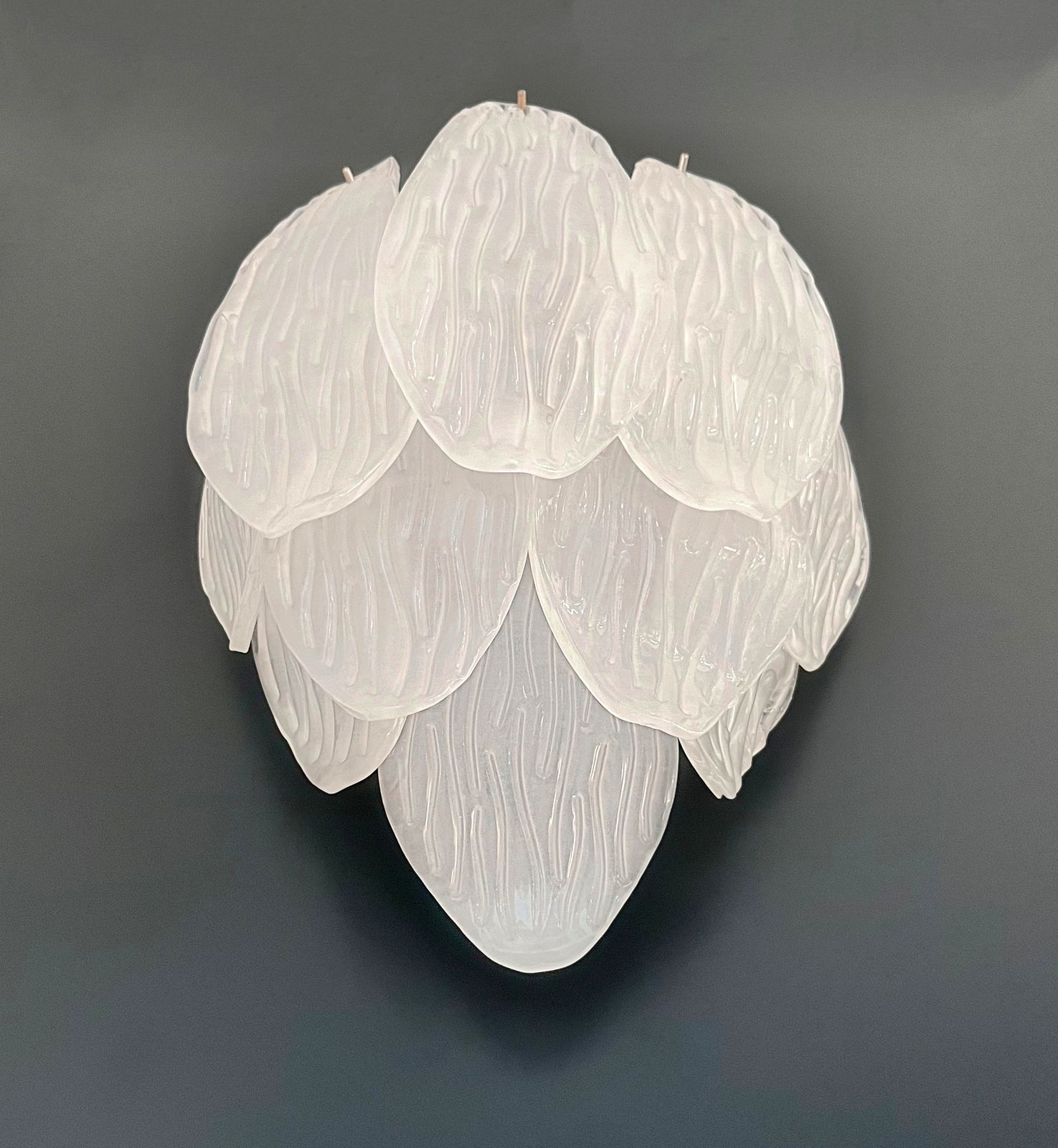 Pair Of Italian Vintage Murano Glass Wall Sconces   Frosted Glasses photo buy