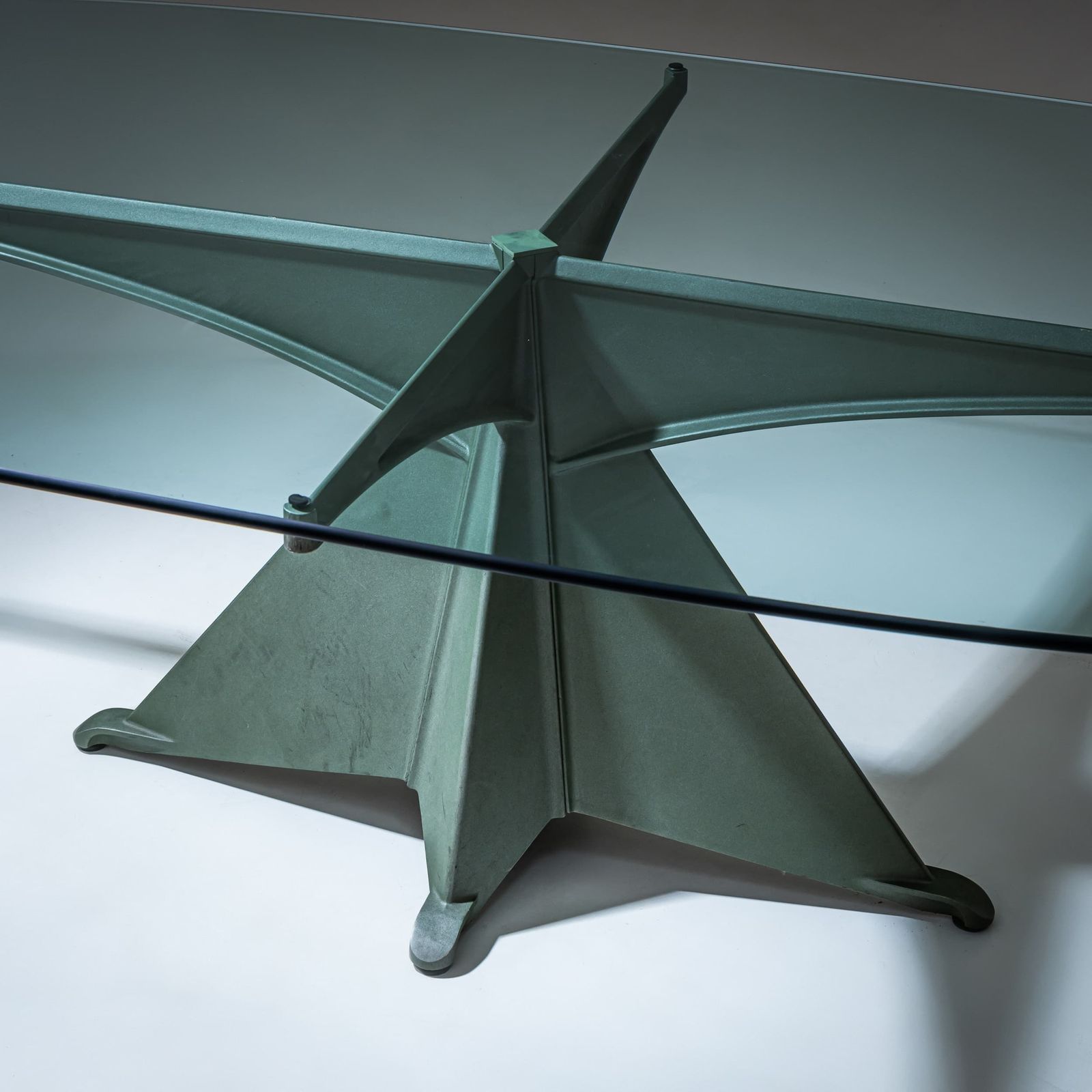 Aluminum And Glass Dining Table, Model “Alada”, Attributed To Oscar Tusquets For Casas, Spain, 1980s photo furniture