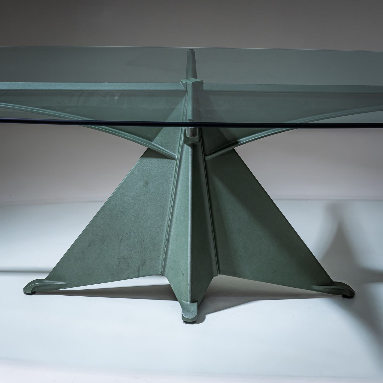 photo furniture Aluminum And Glass Dining Table, Model “Alada”, Attributed To Oscar Tusquets For Casas, Spain, 1980s
