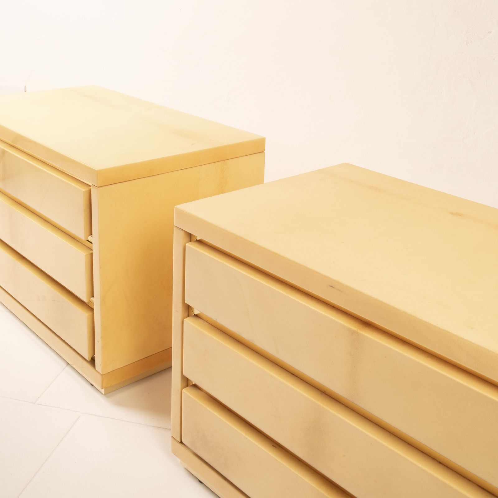 Pair Of Parchment Bedside Tables By Aldo Tura For Tura Milano photo 2823.0