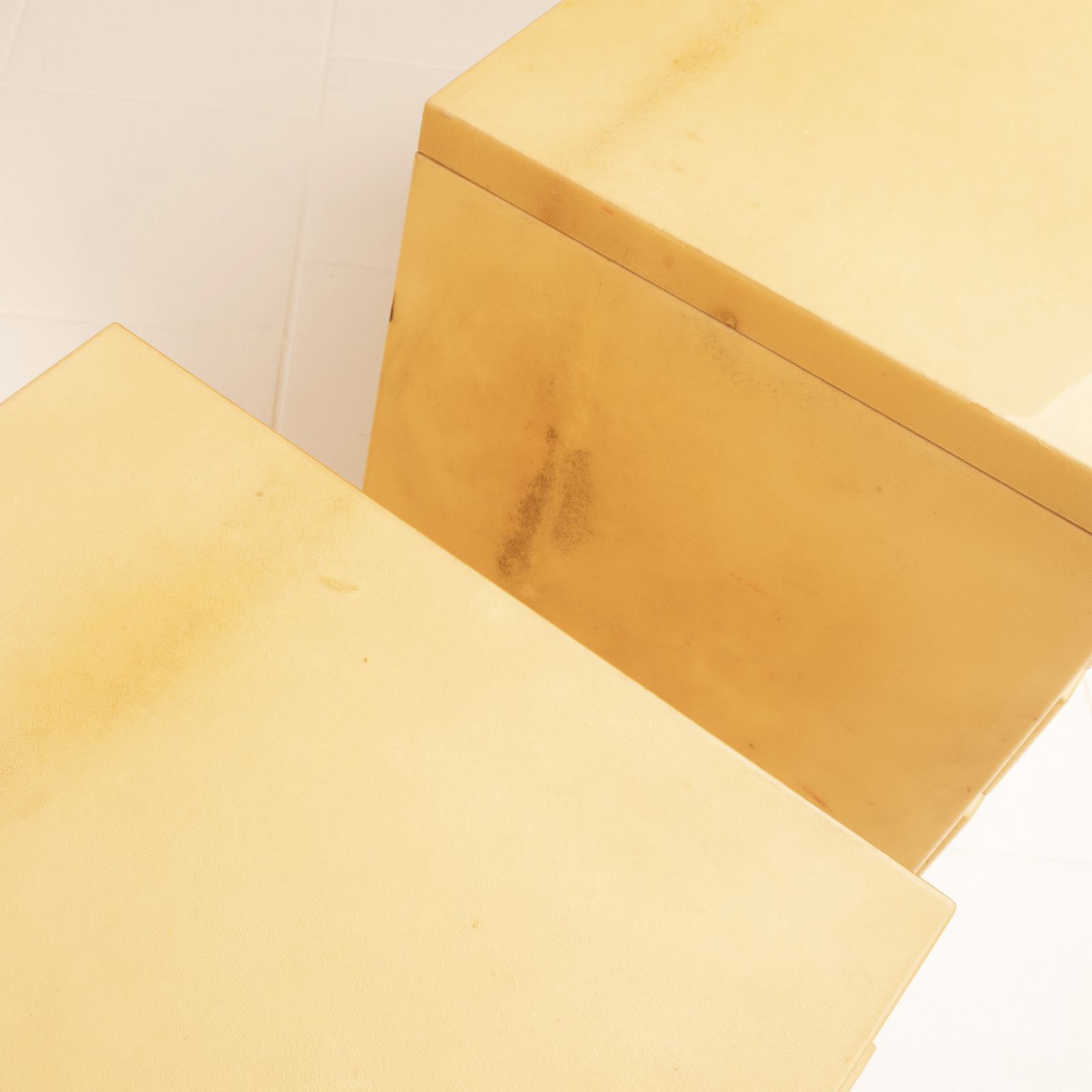 Furniture Pair Of Parchment Bedside Tables By Aldo Tura For Tura Milano photo