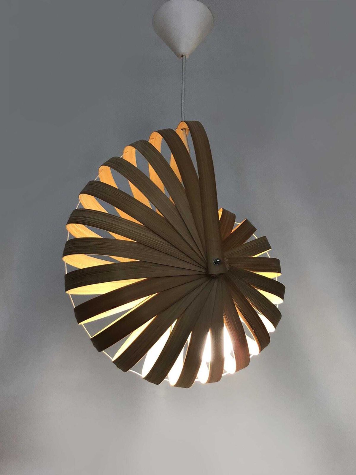 Nautilus Pendant Light In Wooden Slats, 2000s photo furniture