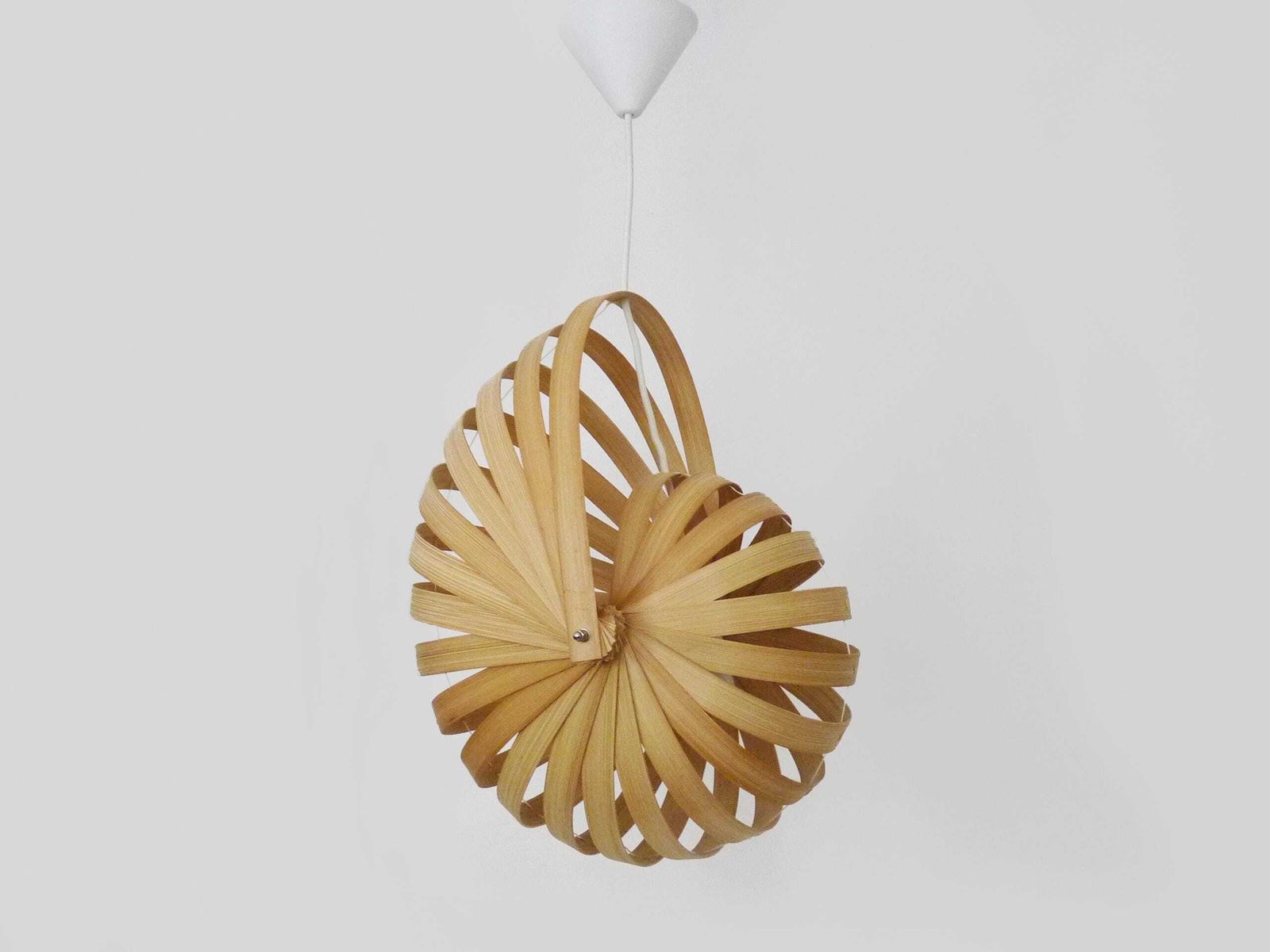 Nautilus Pendant Light In Wooden Slats, 2000s photo vinterior