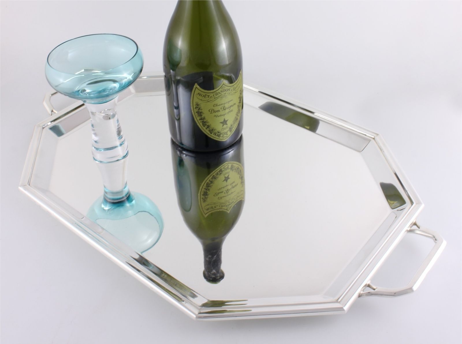 Art Deco Silver Plate Cocktail Tray. Octagonal Drinks Bar Tray. 1930's.