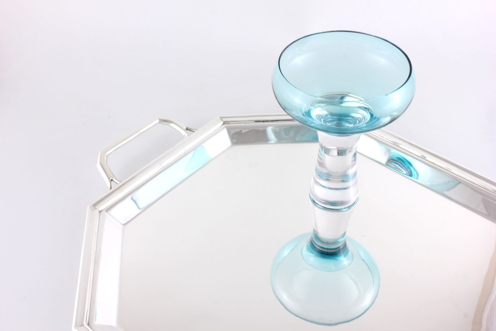 Art Deco Silver Plate Cocktail Tray. Octagonal Drinks Bar Tray. 1930's. photo 405.0
