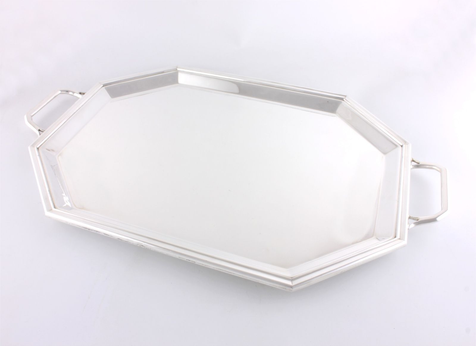 Art Deco Silver Plate Cocktail Tray. Octagonal Drinks Bar Tray. 1930's. photo vintage