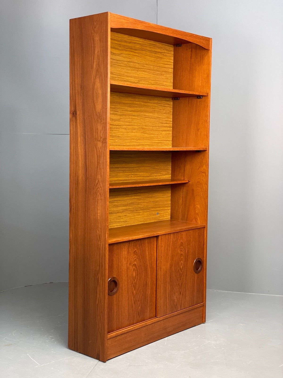 Vintage Teak Wall Unit Retro 1960s Shelving Sliding Doors Eb10669 Mwoo photo furniture