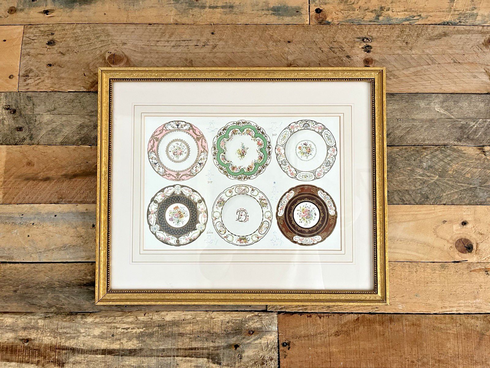 Original Antique Framed Lithograph Showing Sevres Soft Porcelain Edouard Garnier photo vinterior