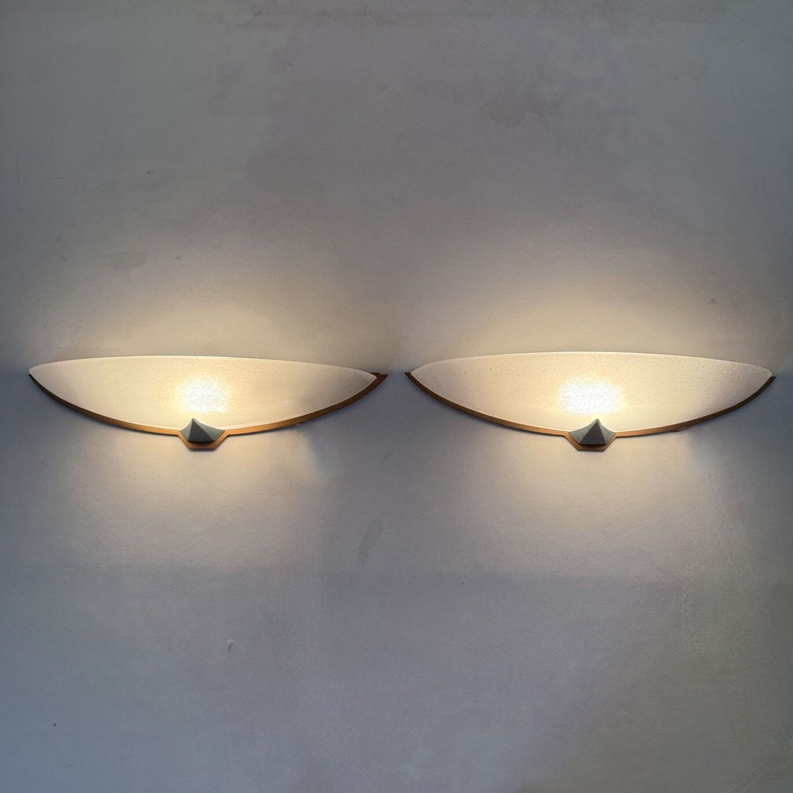 Pair Italian Wall Lamps Sconce Glass And Metal , 1980s photo furniture