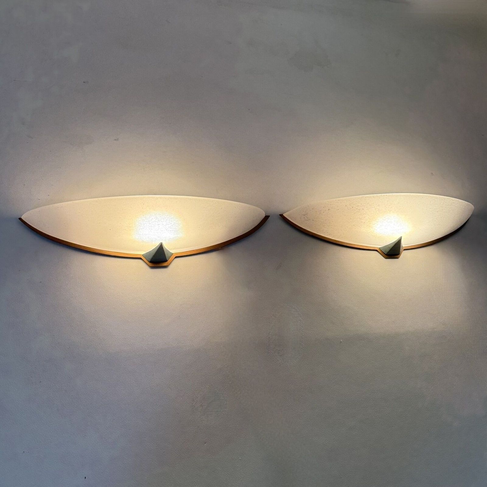 Pair Italian Wall Lamps Sconce Glass And Metal , 1980s photo Lighting