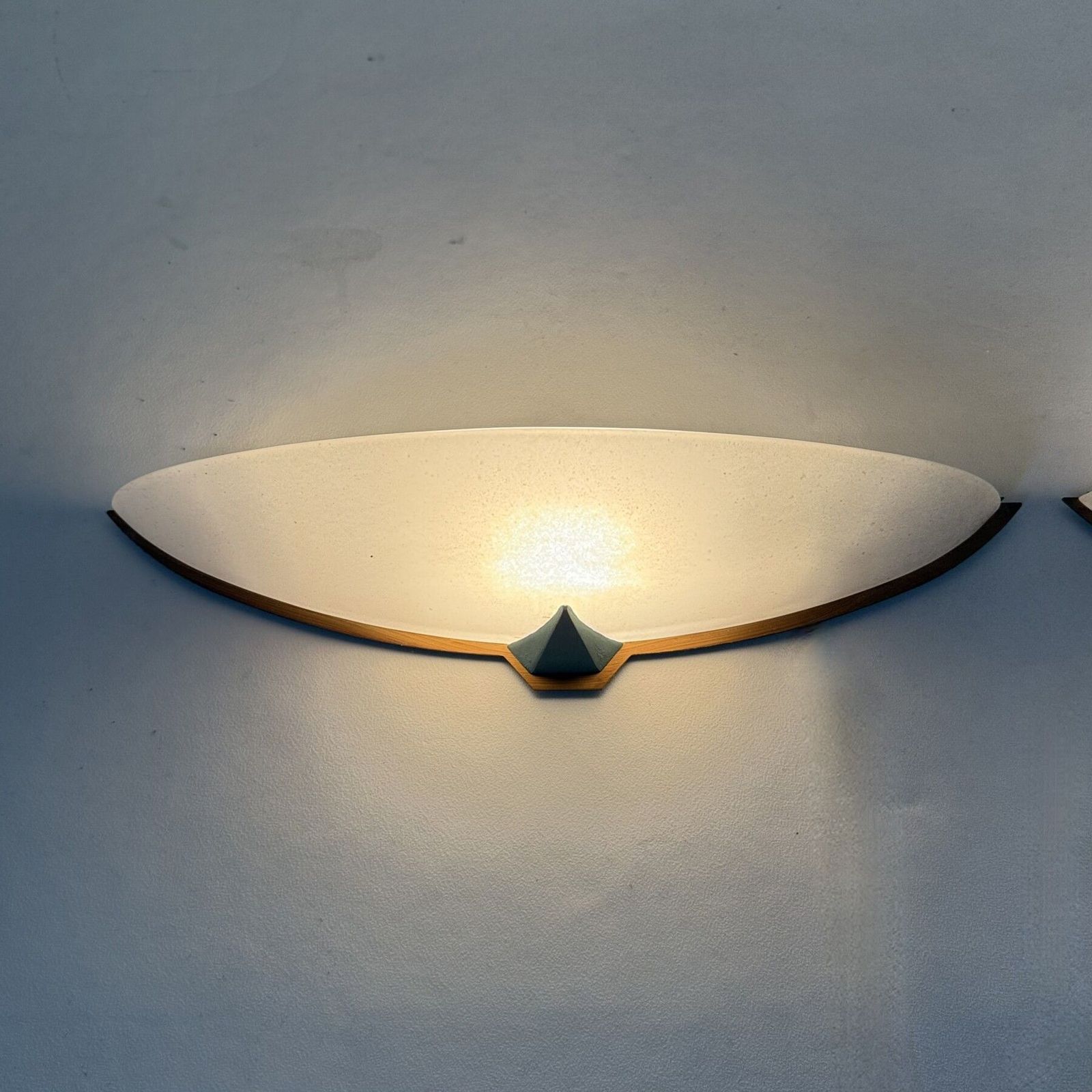 Pair Italian Wall Lamps Sconce Glass And Metal , 1980s photo vinterior