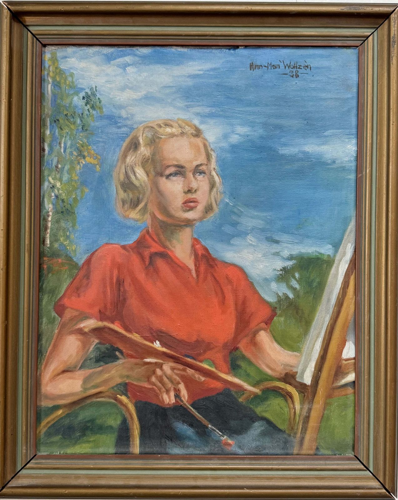 The Last Peaceful Summer 1938. Vintage Swedish Oil Painting.