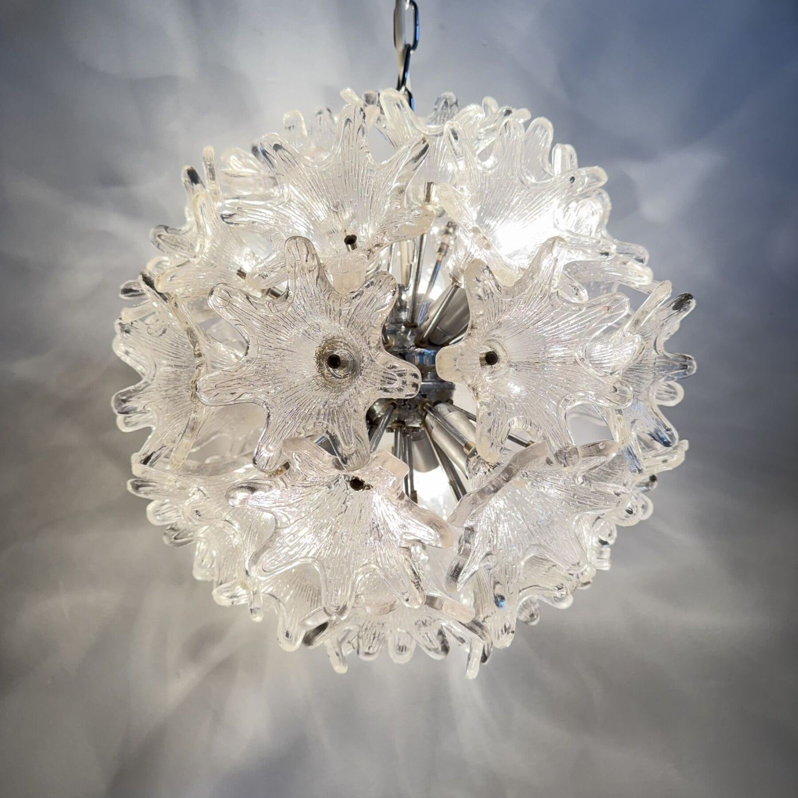 Spectacular Murano Glass Flower Chandelier By Venini For Veart, Italy 1970s photo buy
