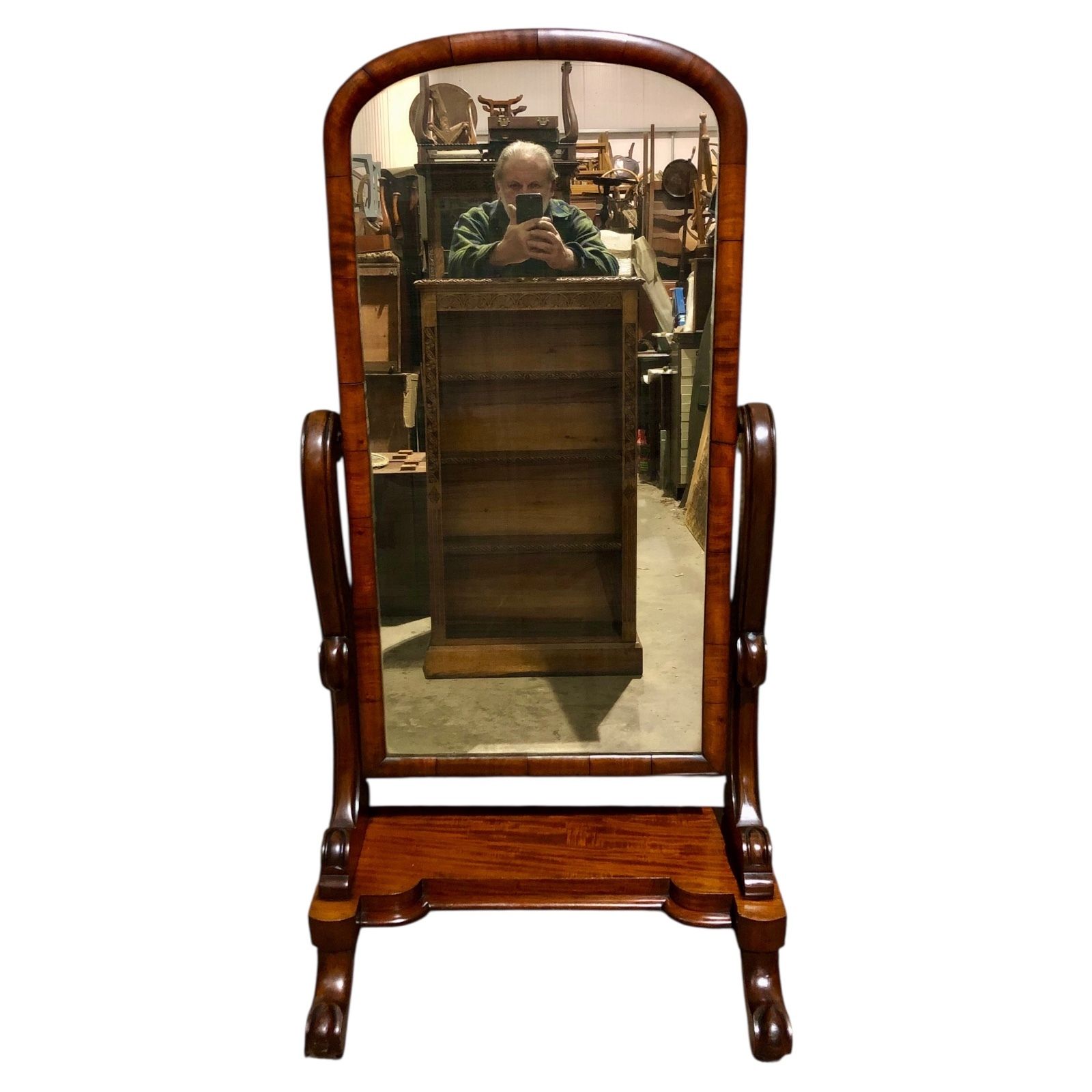 Handsome Victorian Mahogany Cheval Mirror