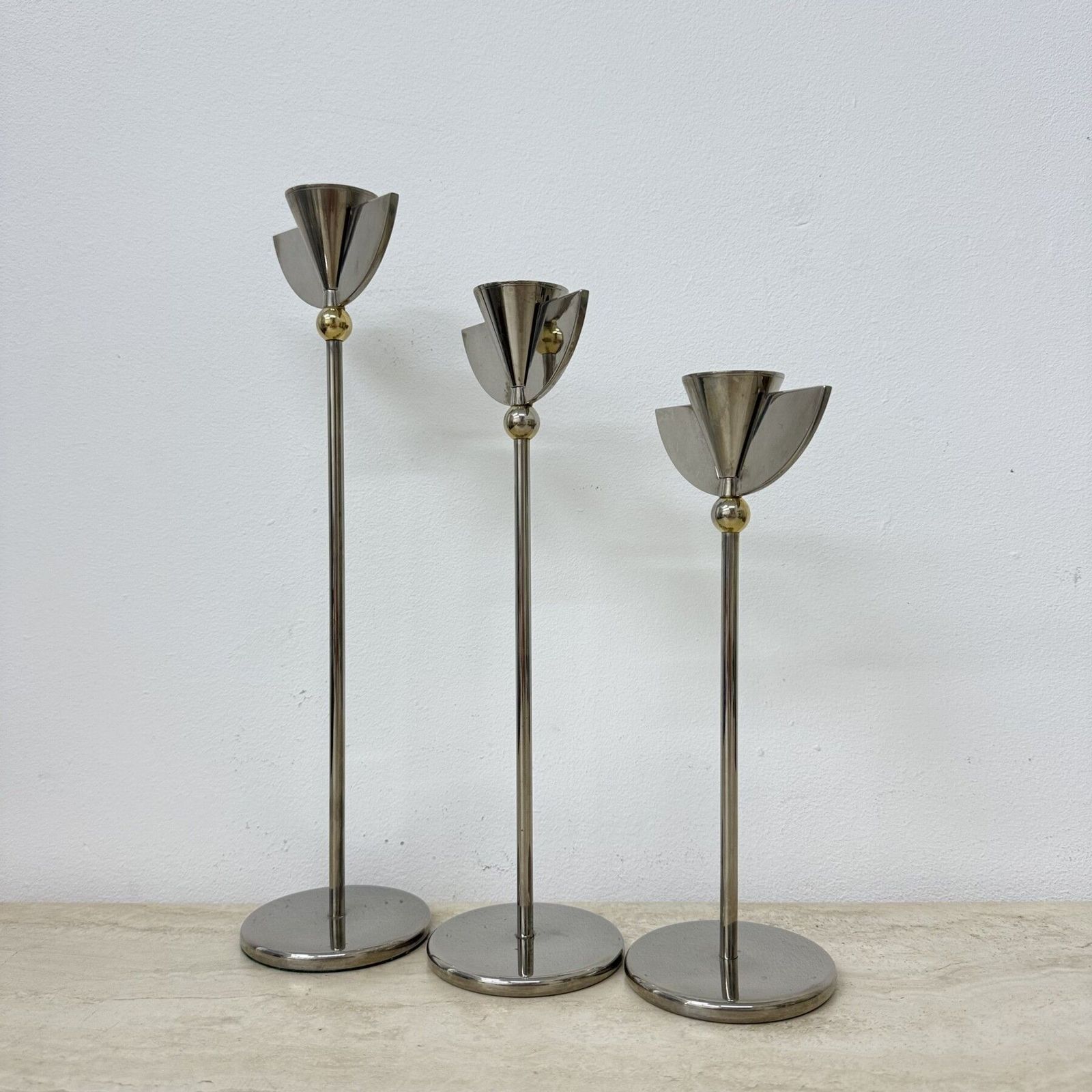 Set Of 3 Candle Sticks Memphis Style , 1980’s photo furniture