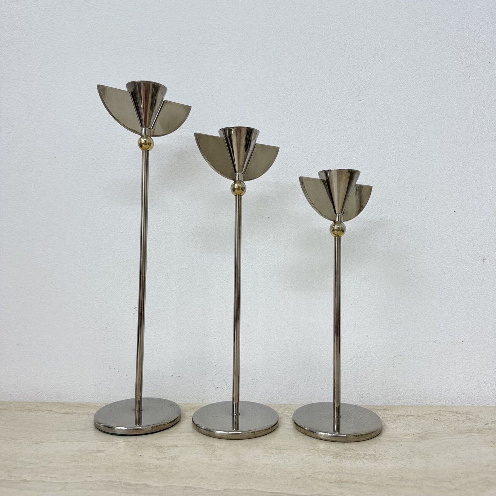 Set Van 3 Kandelaars In Memphis Stijl, Jaren 1980 photo vinterior