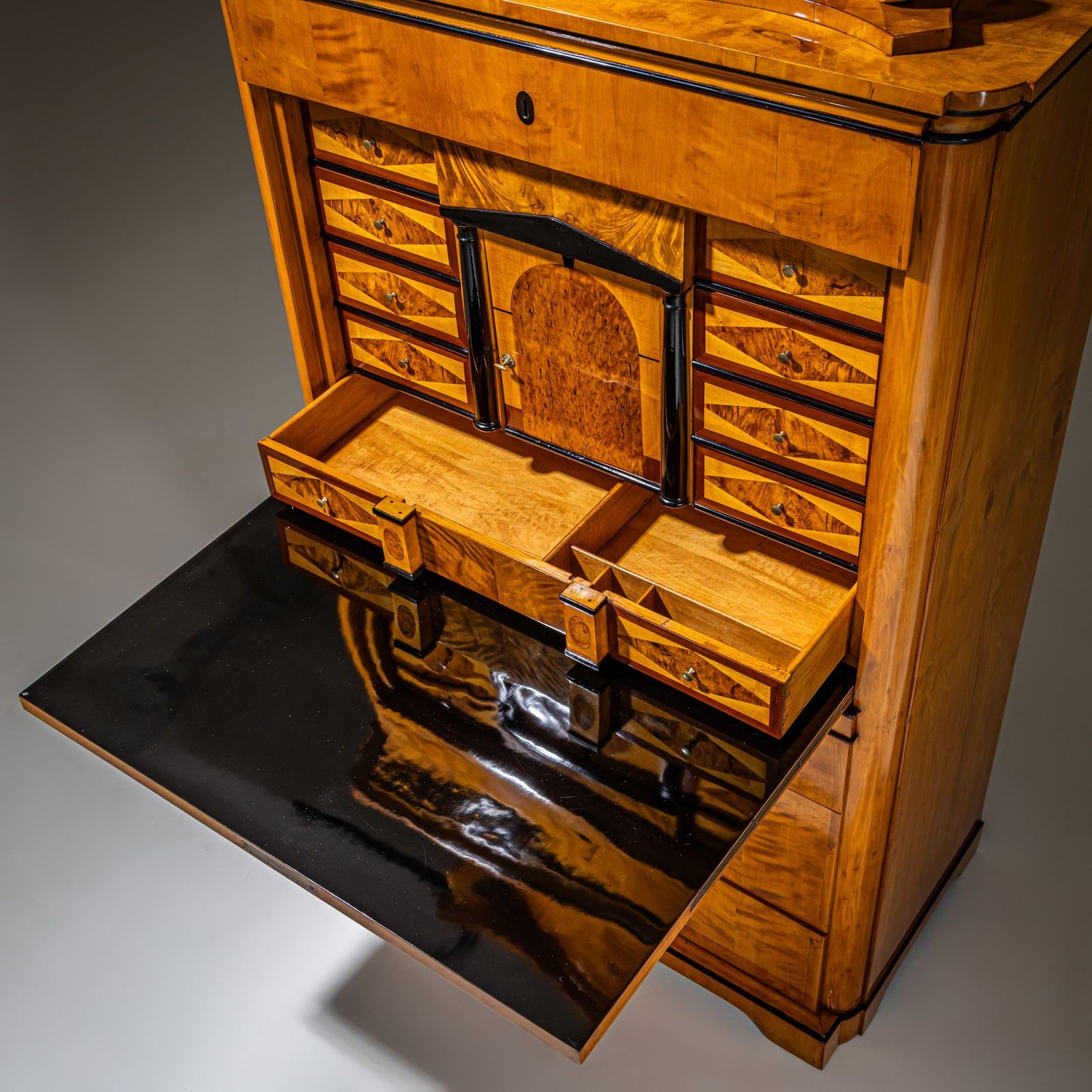 Biedermeier Secretary Desk In Birch, Germany, Circa 1830 photo vinterior