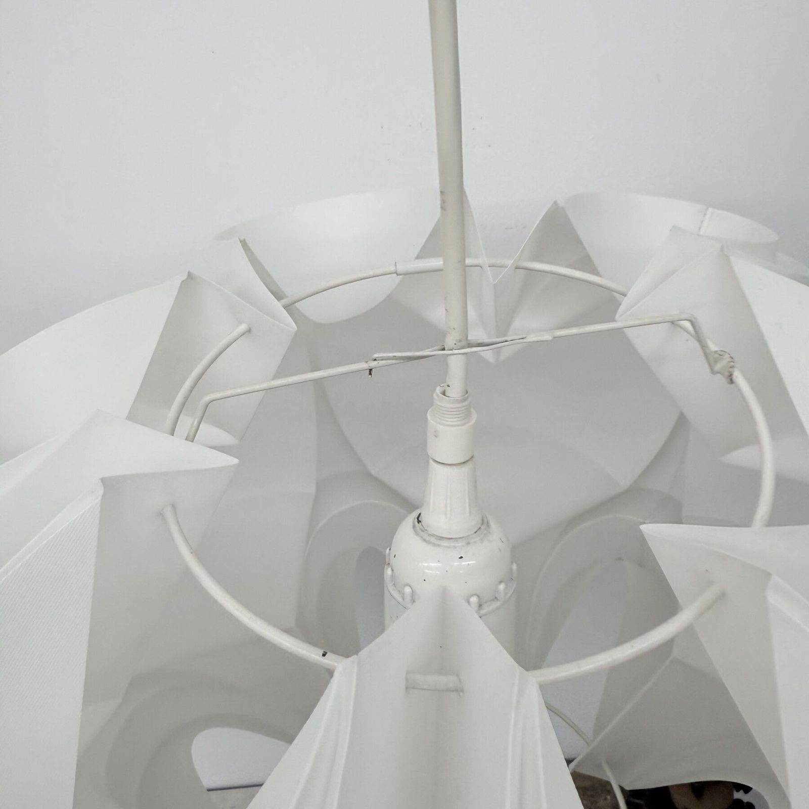 Le Klint Sculpturale Hanging Lamp Danish Design White Origami Pendant Scandinavian , 1970s photo vinterior