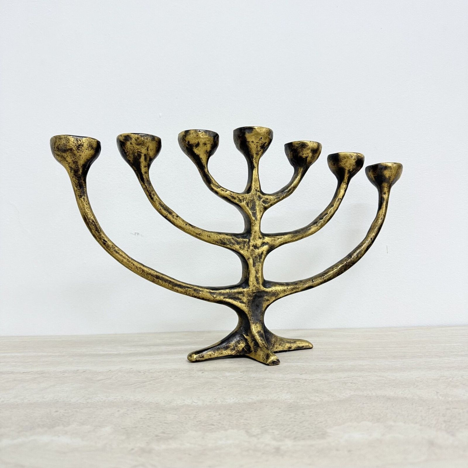 Brutalistische Bronzen Harjes Menora Kandelaar, Jaren 1960 photo Woonaccessoires