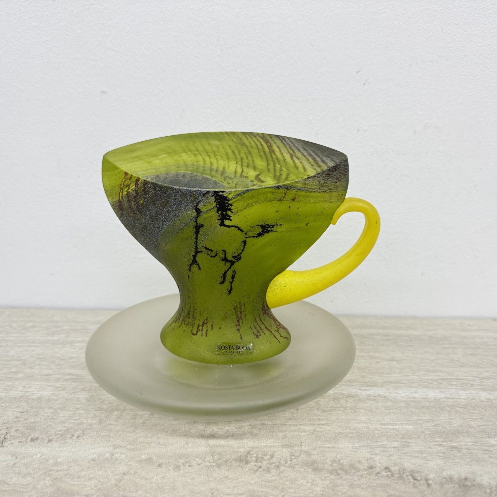 Zeldzame Groene Glazen Theekop Van Kjell Engman Voor Kosta Boda, Zweden, Jaren 1980 photo furniture