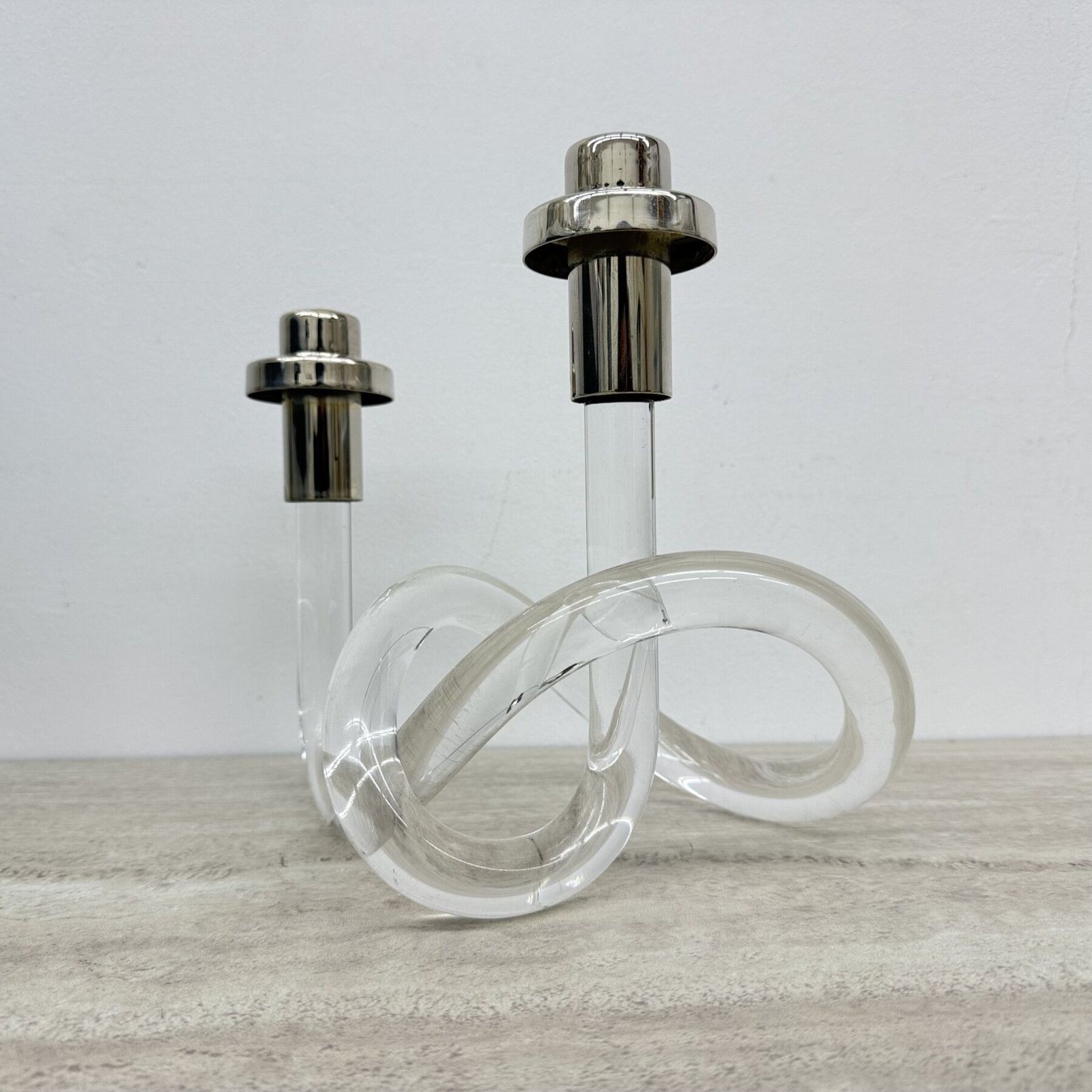 Dorothy Thorpe Pretzel Mid Century Lucite Candle Stick, 1940’s photo furniture
