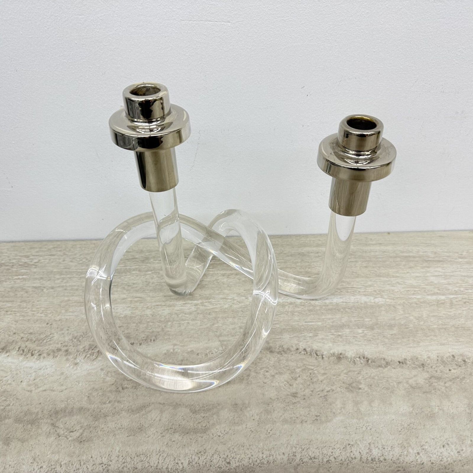 Dorothy Thorpe Pretzel Mid Century Lucite Candle Stick, 1940’s photo vintage