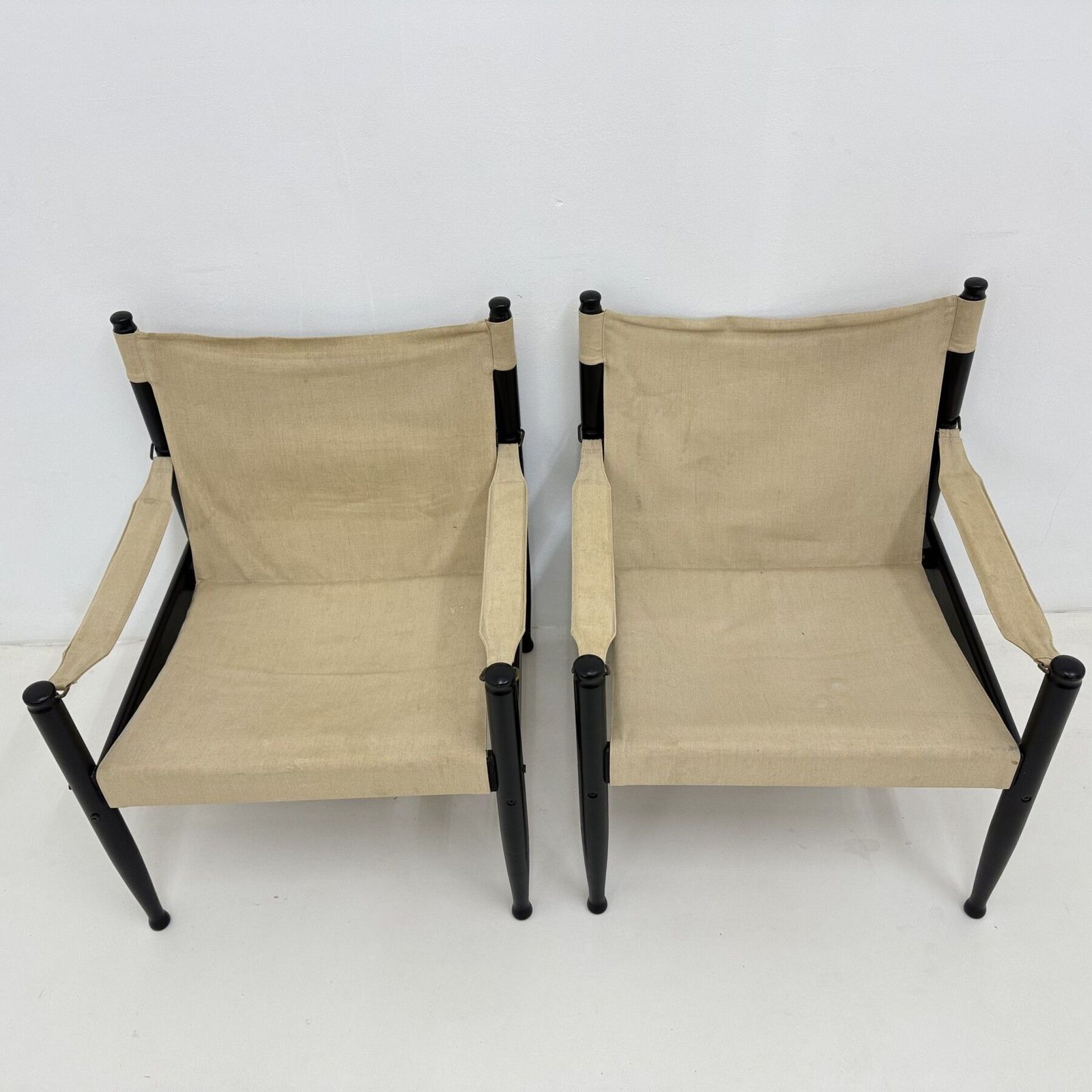 Set Of Mid Century Danish Safari Chairs By Erik Wørts For Niels Eilersen, 1960s photo Furniture