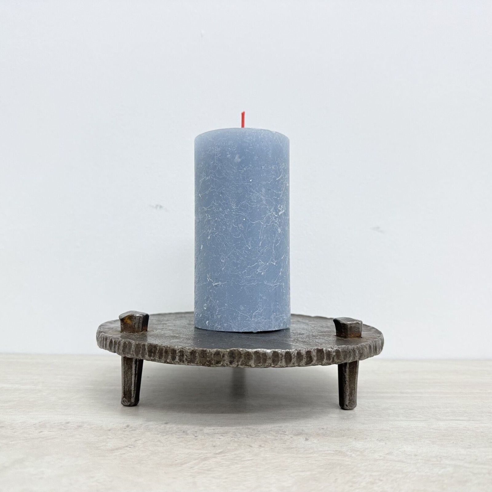 Brutalist Metal Candle Holder , 1970s photo vintage