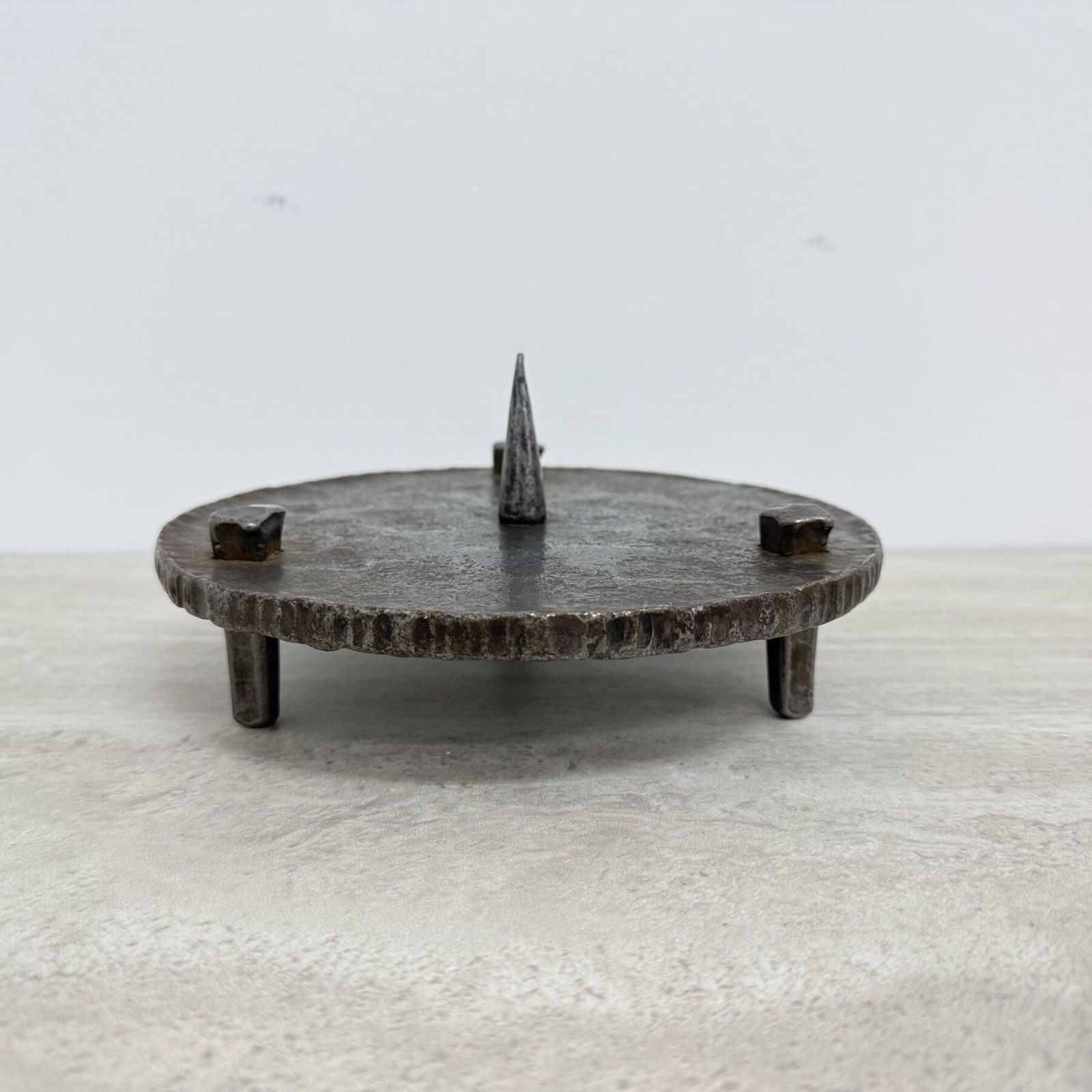 photo vintage Brutalist Metal Candle Holder , 1970s