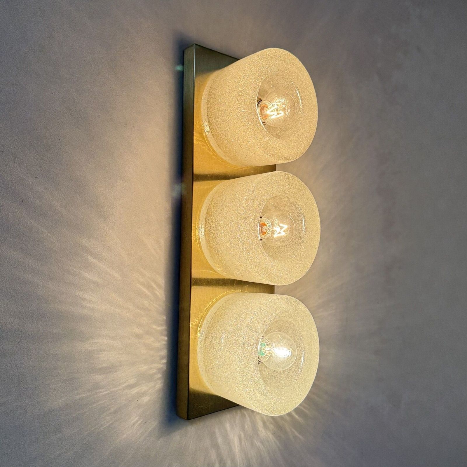 629.0 Peil & Putzer Wall Lamp Sconce Ice Glass , 1970s Germany photo