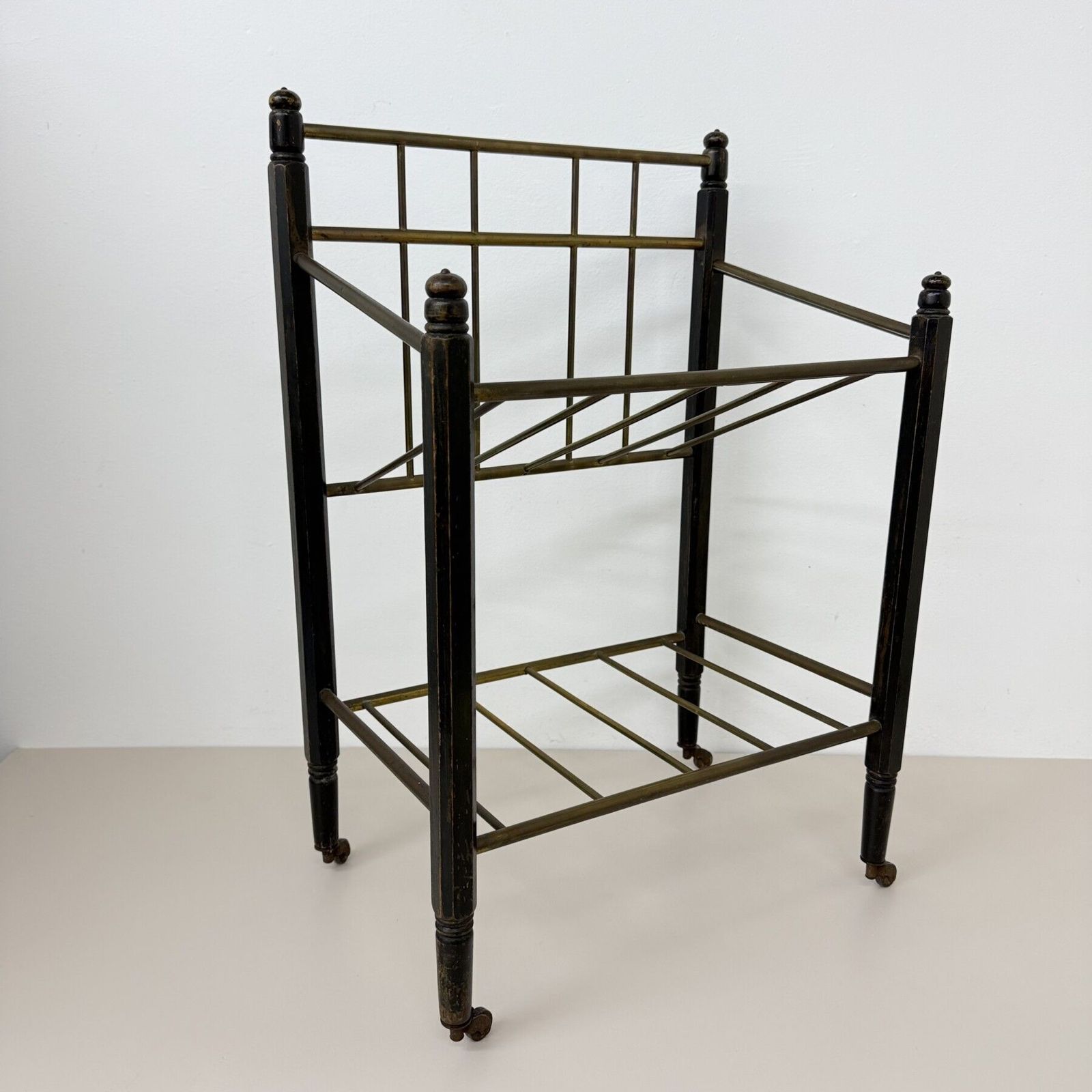 Wooden Magazine Rack With Brass Details , 1950s