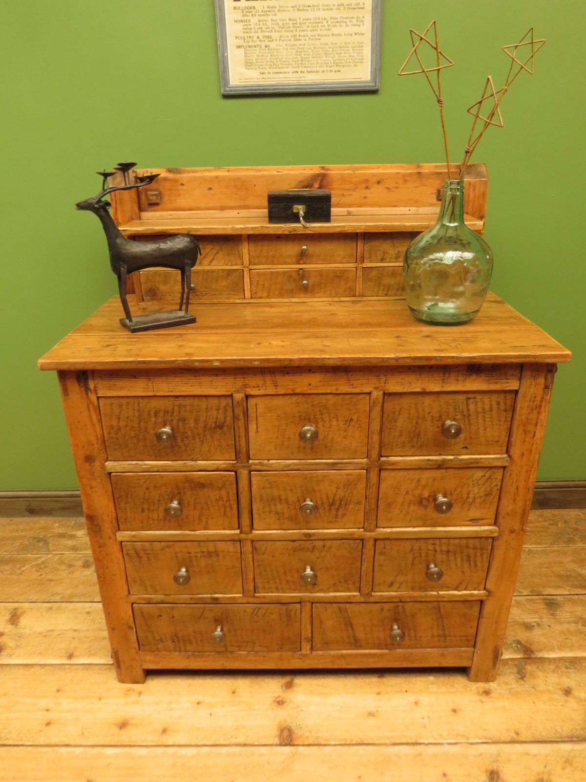 Large Handmade Pine Bank Of Drawers photo vintage