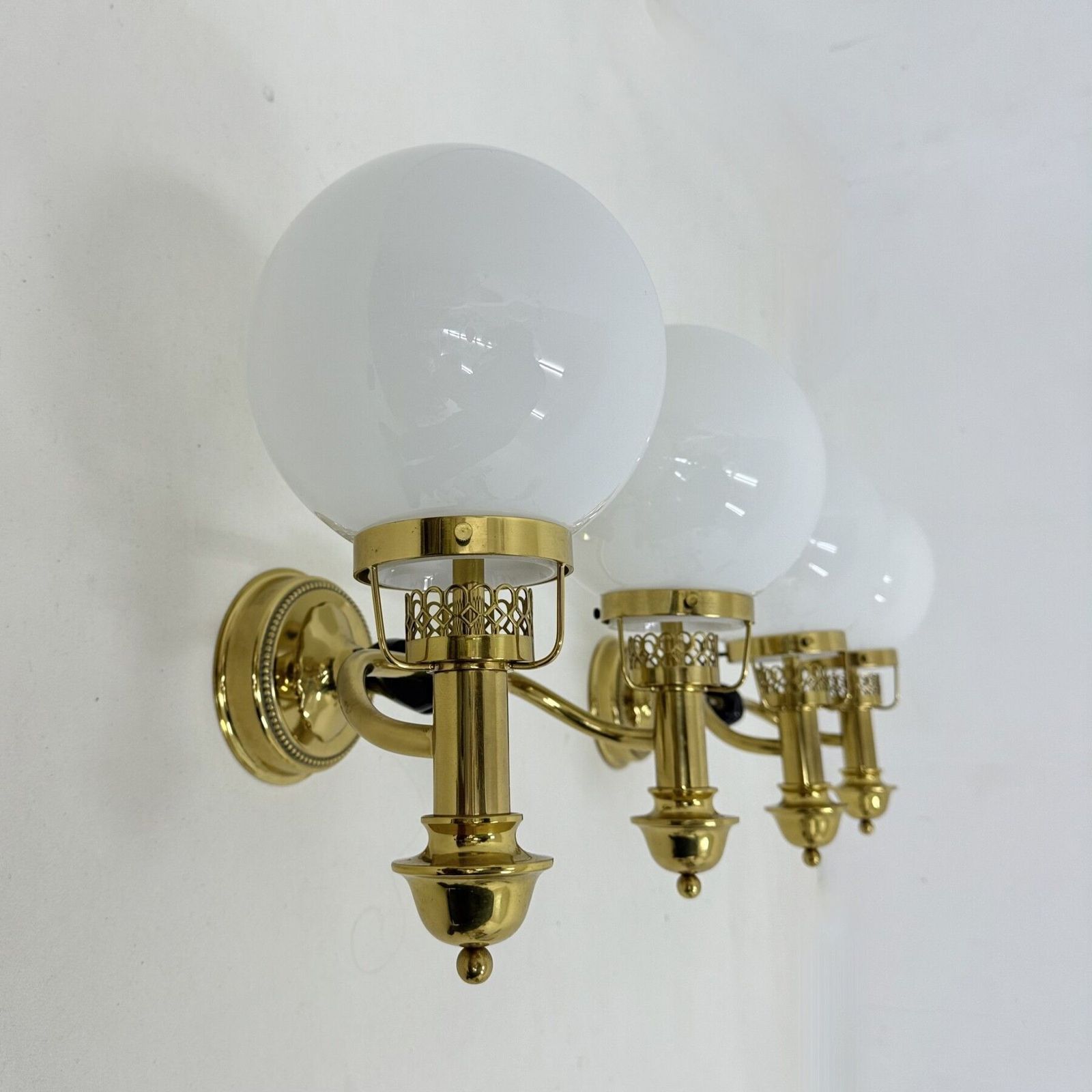 Maison Jansen Style Polished Brass Sconces By Vereinigte Werkstätten München, 1970s photo furniture