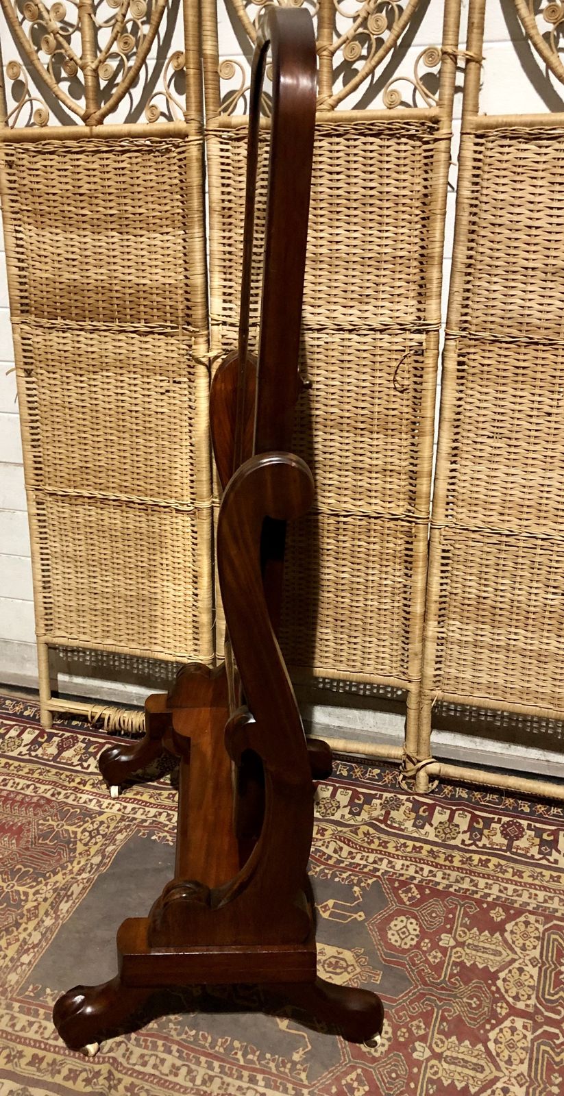 Handsome Victorian Mahogany Cheval Mirror photo vintage