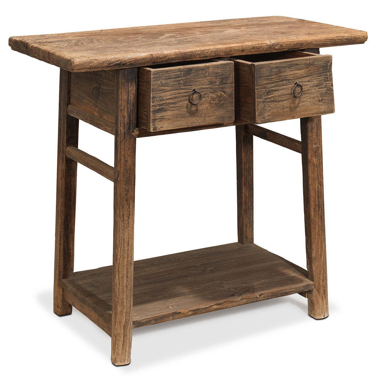 Elm Two Drawer Side Table, 1800s photo for sale