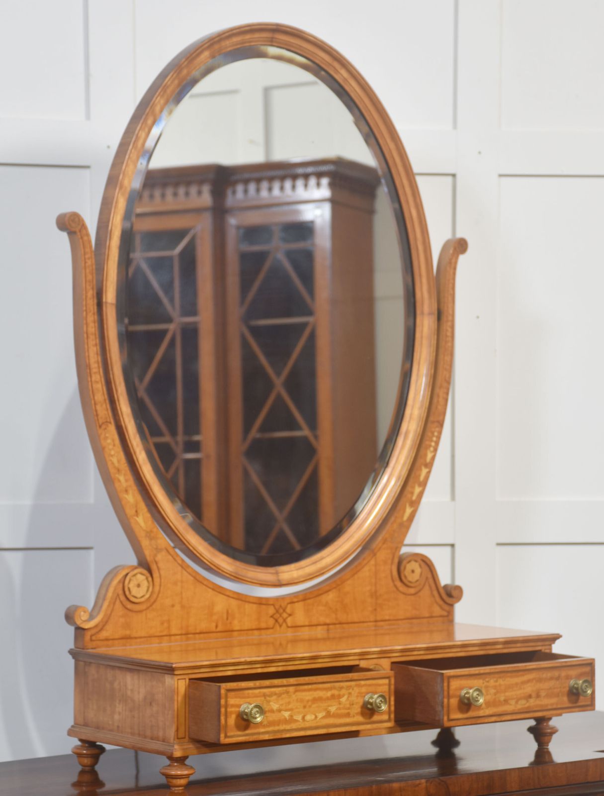 Fine Satinwood Inlaid Dressing Table Mirror photo vinterior