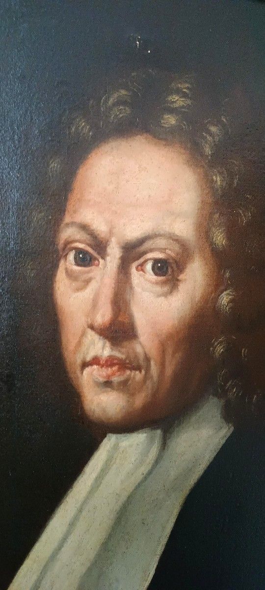 Antique Painting Portrait Of Magistrate Late 17th Early 18th Century photo vintage