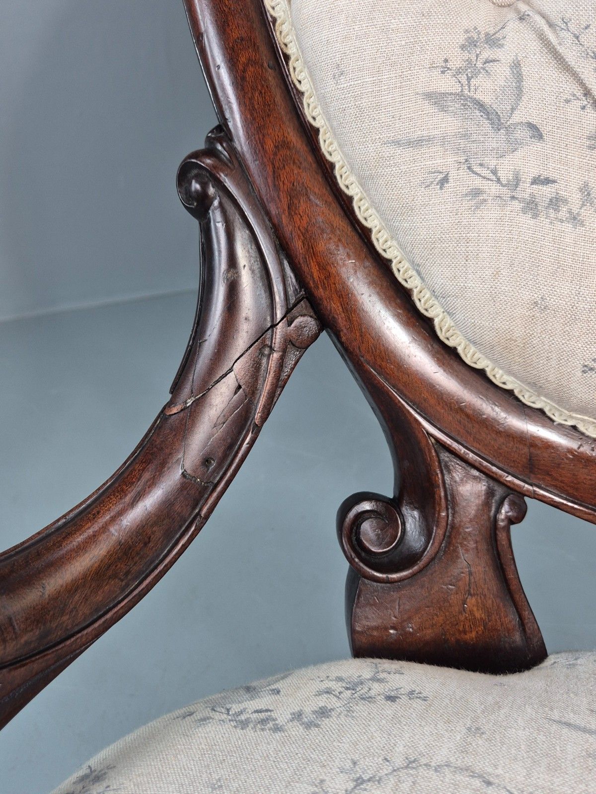 275.0 Victorian Balloon Back Nursing Chair Mahogany Carved Frame 1880s Eb10989 Vcar photo